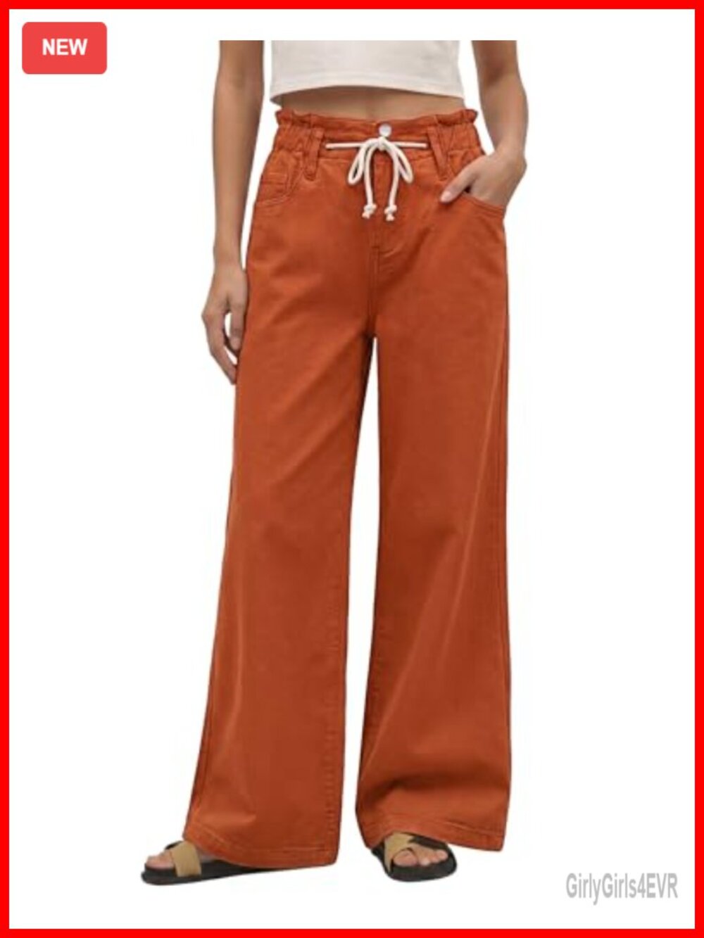 Wide Leg Jeans High Waist Stretch Drawstring Baggy Y2K Pants